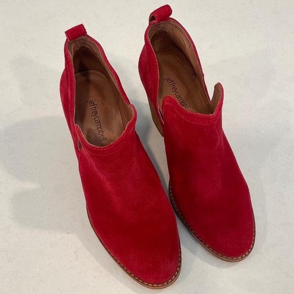 JEFFREY CAMPBELL Rosalee Red Suede Bootie Size 7.5 Like New - Picture 2 of 9